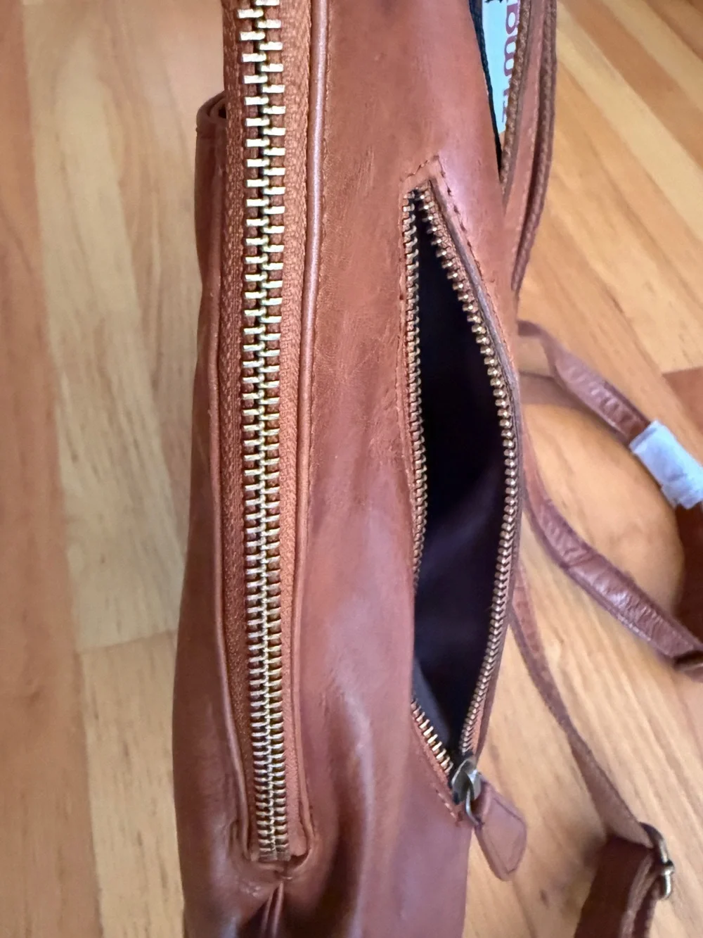 NWT Oak & Tan Genuine Leather Backpack Cognac Brown